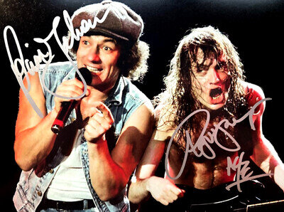 AC/DC Signed: Angus Young & Brian Johnson 8x10" Authentic Autographs w/COA