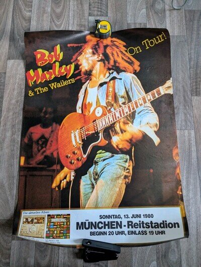 BOB MARLEY & The Wailers German 1980 Concert Poster-2nd Printing circa late 80's