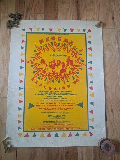 REGGAE EXPLOSION Poster 19" x 25" Rare Original Vintage 1986 San Francisco