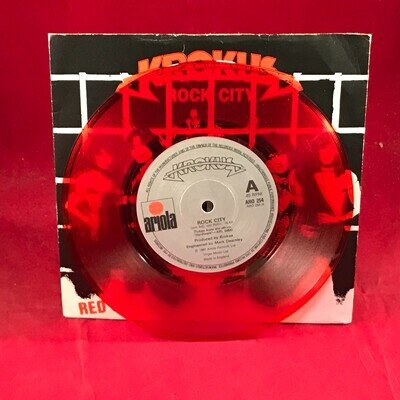 KROKUS Rock City 1981 UK 3-track 7" RED vinyl single original 45 Ariola