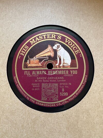 78Rpm Hot Dance, Savoy Orpheans 'I'll Always Remember You' HMV Hot