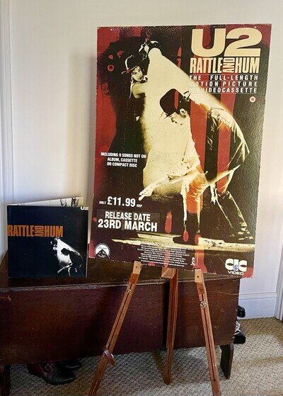 Rare Large 33” U2 Rattle & Hum original 1988 Promotional RECORD SHOP DISPLAY