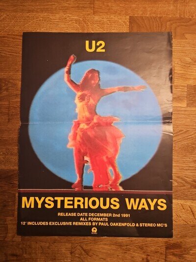 U2 Original Record Store Poster Mysterious Ways Single 1991