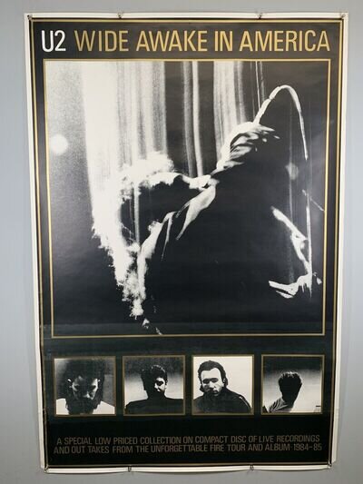U2 Poster Bono The Edge Original Vintage Promotional Wide Awake In America 1985