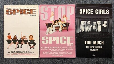 THREE RARE ORIGINAL 38x25.5cm RECORD STORE POSTERS - SPICE GIRLS (1997-2000)
