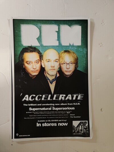 2008 R.E.M. REM Accelerate DOUBLE SIDED promo poster