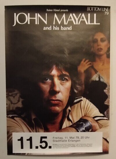 JOHN MAYALL Original Stadhalle Erlangan Gig Poster 11.5.1973 GUNTHER KIESER