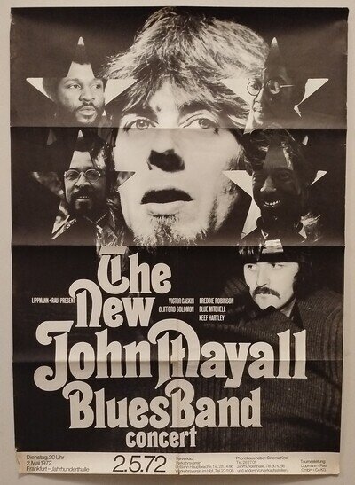 JOHN MAYALL Original Frankfurt Gig Poster from 2.5.1972. GUNTHER KIESER