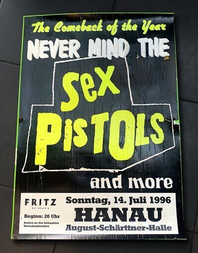1996 Orig. GERMAN FRANKFURT • GIG PROMO Poster • FILTHY LUCRE TOUR • SEX PISTOLS