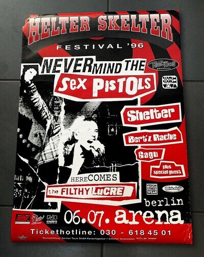 1996 Original BERLIN/GERMAN • GIG PROMO Poster • FILTHY LUCRE TOUR • SEX PISTOLS