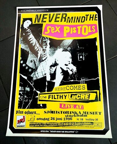 1996 Original STOCKHOLM • GIG PROMO Poster • FILTHY LUCRE TOUR • SEX PISTOLS