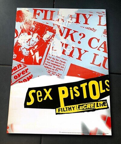 1996 in store PROMOTIONAL Poster • FILTHY LUCRE LIVE LP • SEX PISTOLS