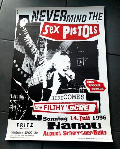 1996 Original FRANKFURT • GIG PROMO Poster • FILTHY LUCRE TOUR • SEX PISTOLS