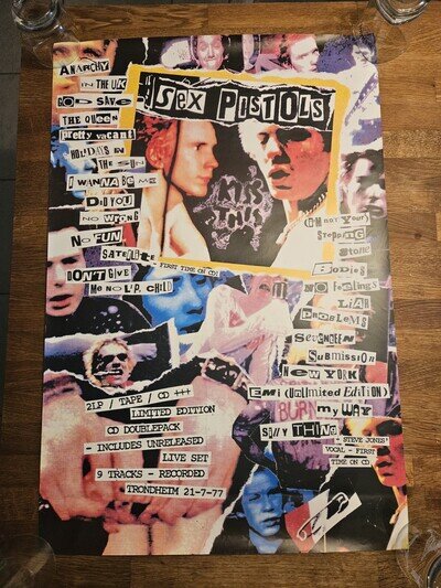 Sex Pistols 1996 Record Store Promo Poster Kiss This