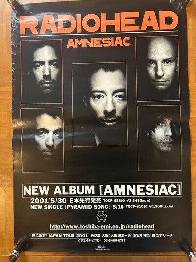 Radiohead / AMNESIAC 2001 Japan Original Promo Poster B2 20x28in (515x728mm)