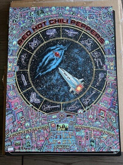 Official LE Red Hot Chili Peppers Show Poster 7/21/23 London EMEK GAN