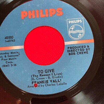 FRANKIE VALLI To Give (The Reason I Live) 1967 USA 7" Vinyl single original 45