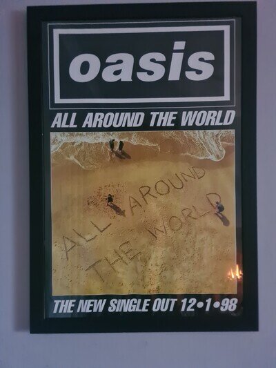 Framed Oasis Promotional Poster. "Around The World. Professionally Framed.