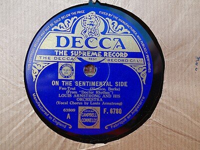 LOUIS ARMSTRONG - On The Sentimental Side / It's Wonderful 78 rpm disc (A++)
