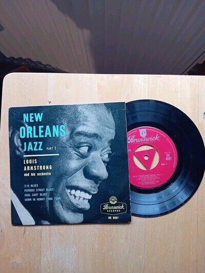 Louis Armstrong New Orleans Jazz Part 1 7"45 TRI Vinyl EP Iss. 1950s Vinyl EX