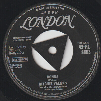 RITCHIE VALENS: Donna / La Bamba (UK tri-London 45)