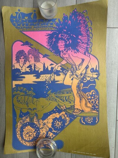 Jimi Hendrix Rare 1980 Reprint Screen Printed Poster ( Fillmore 1967)