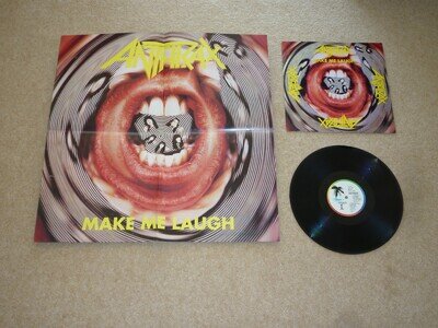 ANTHRAX MAKE ME LAUGH 12" INCH EXTENDED SINGLE VINYL RECORD +POSTER NEAR MINT