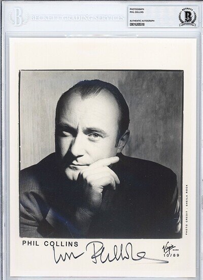 1989 -PHIL COLLINS- Beckett BAS Signed/Autograph/Auto 8x10 Music Promo Photo