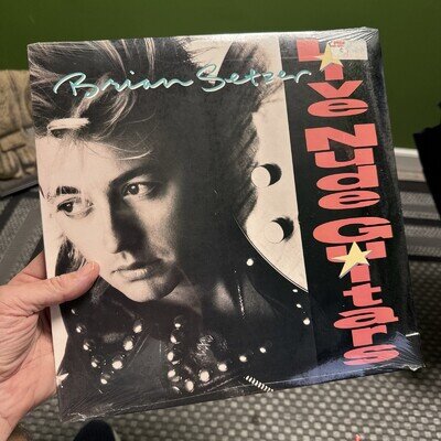 BRIAN SETZER Live Nude Guitars LP EMI Records vinyl CUTOUT FACTORY SEALED