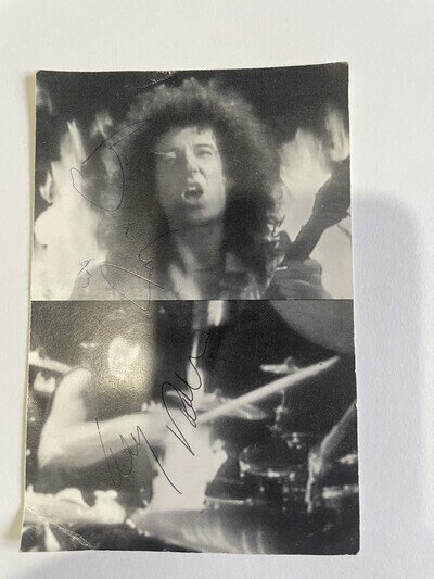 Brian May&Cozy Powell 93 Autograph Promo Card with original program &ticket stub