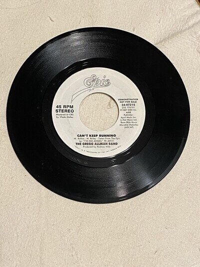 THE GREGG ALLMAN BAND..Can’t Keep Running..EPIC..PROMO 45 RPM Record