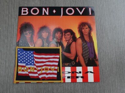 Bon Jovi LIVIN' ON A PRAYER 1986 LTD ED UK 7" P/S WITH PATCH PLAYS MINT- HEAR