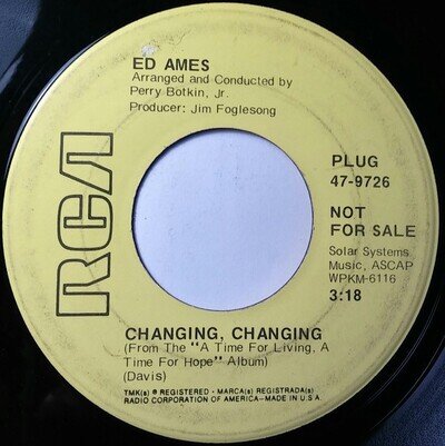 Ed Ames - Changing Changing - Used Vinyl Record 7 - Promo - Y8100z