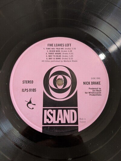NICK DRAKE - Five Leaves Left. UK Island LP. 1st Press. Pink Label. No Sleeve.69