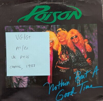 Poison 'Nothin' But A Good Time Vinyl Record VG/G+ CL 486 1988