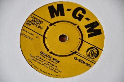 Connie Francis - Carolina Moon 7 Inch Vinyl Record