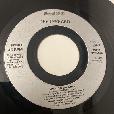 Def Leppard .. MAKE LOVE LIKE A MAN 7" JUKEBOX ISSUE