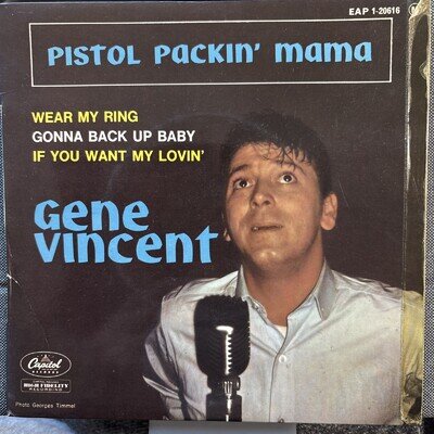 GENE VINCENT PISTOL PACKIN' MAMA FRENCH ORIG EP 45 PS 7"