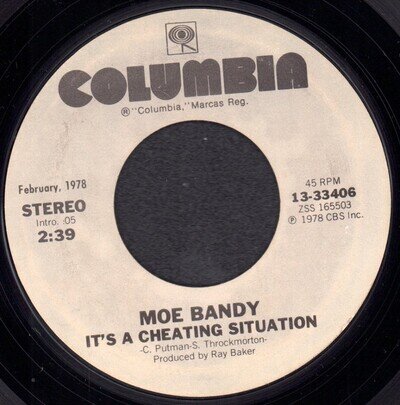 Moe Bandy It's A Cheating Situation 7" vinyl USA Columbia 1978 1333406