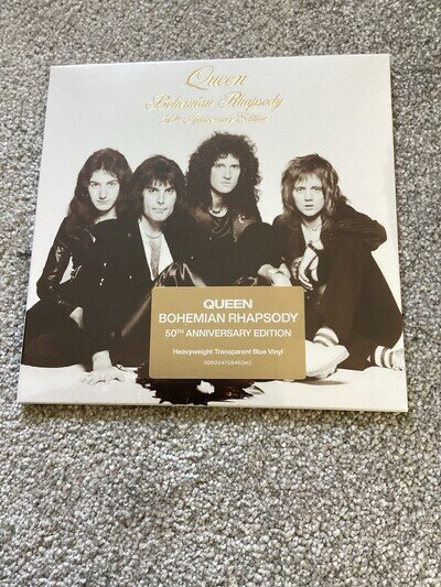 QUEEN Bohemian Rhapsody Blue Vinyl 7” Single SEALED/MINT 50th Anniversary Edt.