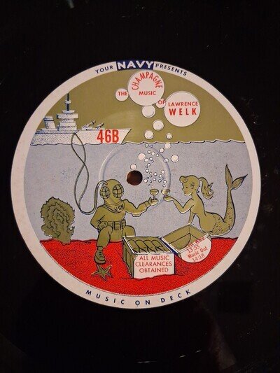 Vintage 16" Transcription Vinyl LAWRENCE WELK VG+ NAVY PRESENTS