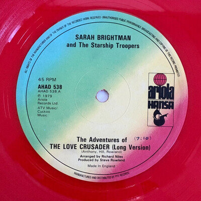 1979 VG+ 12" SINGLE: ADVENTURES OF LOVE CRUSADER - SARAH BRIGHTMAN, AHAD 538