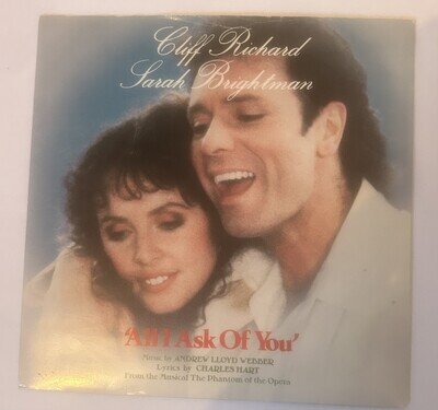 CLIFF RICHARD AND SARAH BRIGHTMAN ALL I ASK OF YOU 7inch N/Mint free post
