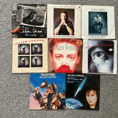 8 x JULIAN LENNON - 7” SINGLES JOB LOT 45 VINYL