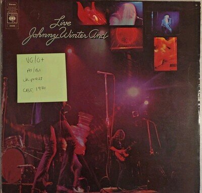 Johnny Winter Live And Vinyl Record VG/G+ CBS64289 1971