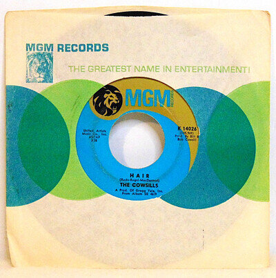 The Cowsills - Hair / What Is Happy? 1969 MGM Records 7" 45RPM Vinyl Single VG+
