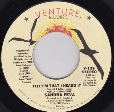 Soul / Funk--Sandra Feva ‎– Tell'em I Heard It / Butterfly