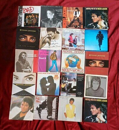 VINTAGE MICHAEL JACKSON VINYL 7" SINGLES QTY OF 20 TESTED SOME + POSTERS BUNDLE