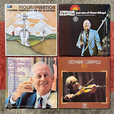 Collection of vinyl albums featuring Stephane Grappelli