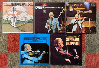 Collection of vinyl albums featuring Stephane Grappelli
